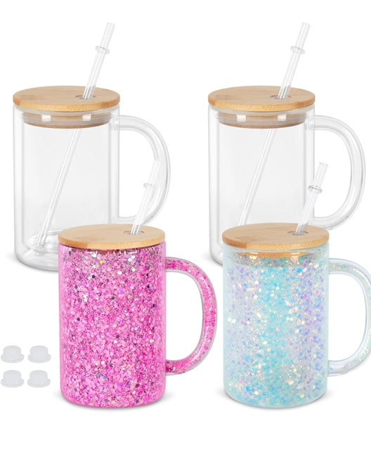 16oz Snow Globe Mug with fillable handle