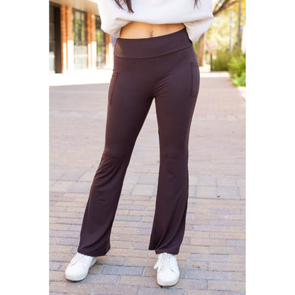 Ready to Ship | The Rhea - BROWN Bootcut Leggings with Pockets