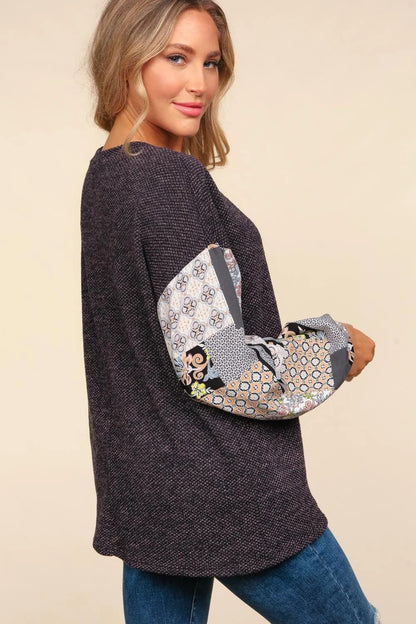 Drop Shoulder Color Block Knit Sweater
