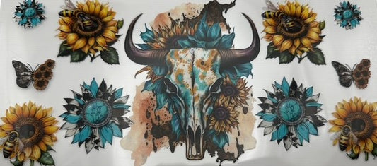 Skull with Sunflowers