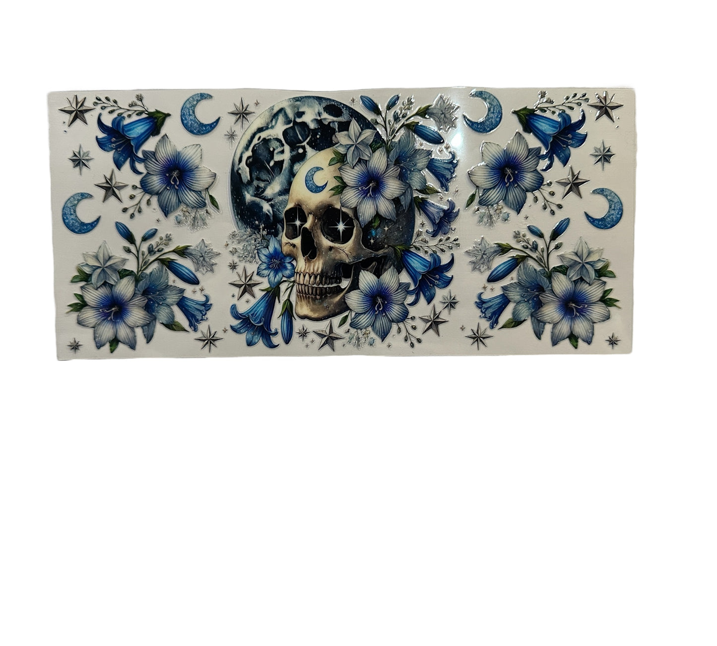 Blue Floral Skull