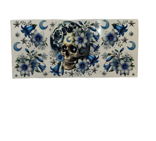 Blue Floral Skull
