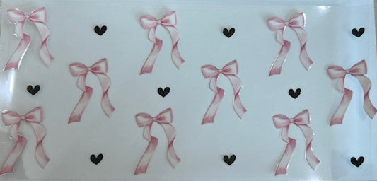 Pink Bows with Black Hearts