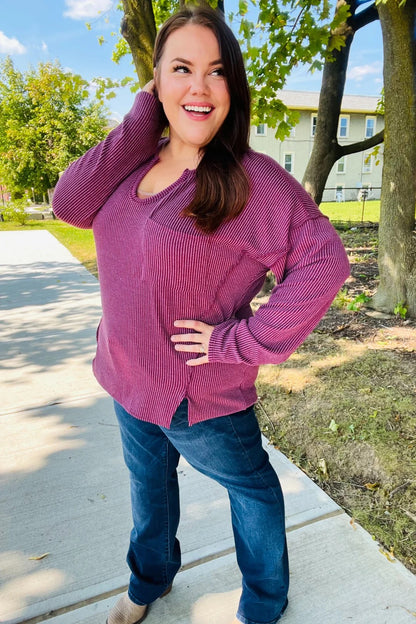 Mineral Wash Rib Notch Neck Pocketed Top