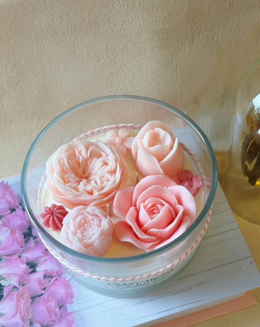 Handmade Flower-in-a-Jar Scented Candle – Elegant Home Decor & Gifts